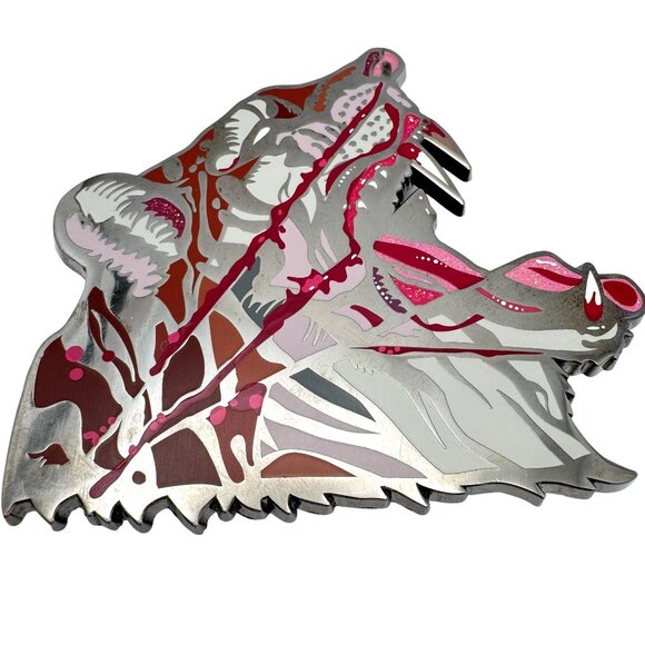 Almost Amusing x Dave Correia Large Enamel Pin Pink Bloody Tiger Rare - Picture 5 of 13